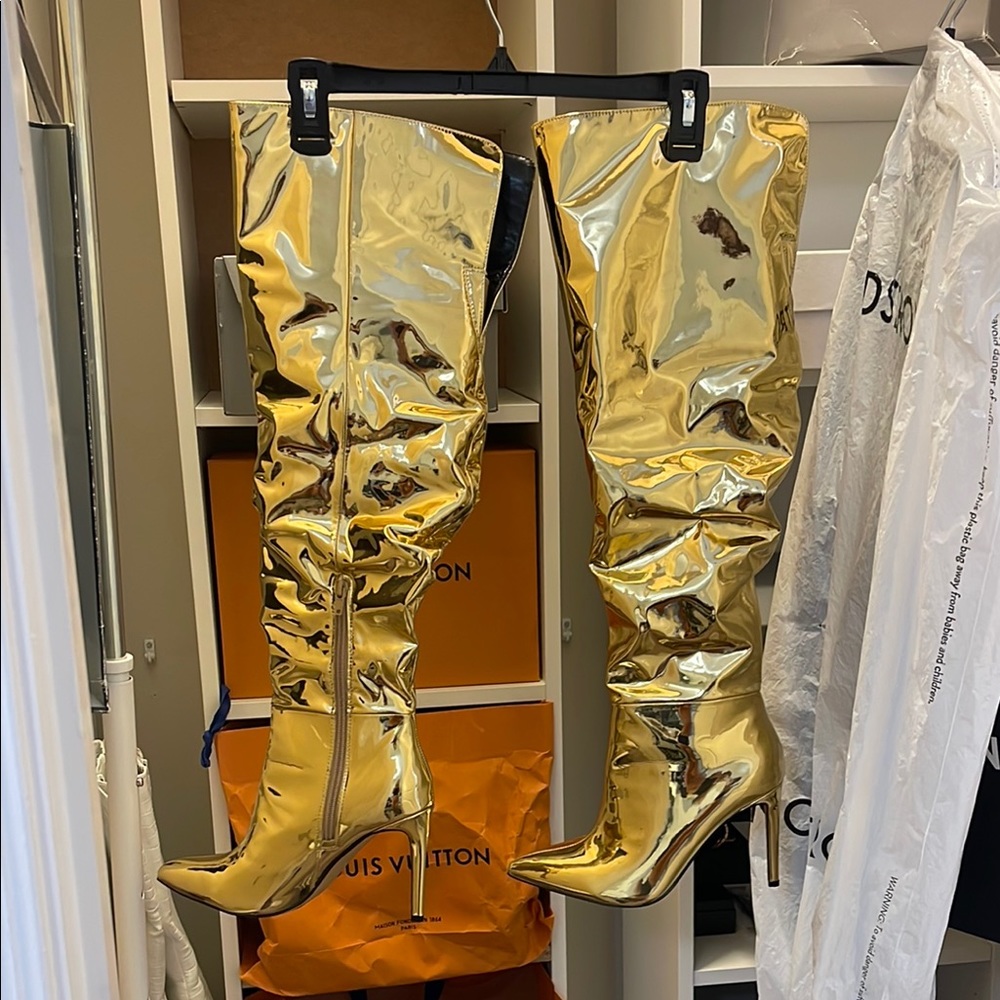 INC International Concepts Gold Over-the-Knee Boots with Stiletto Heel